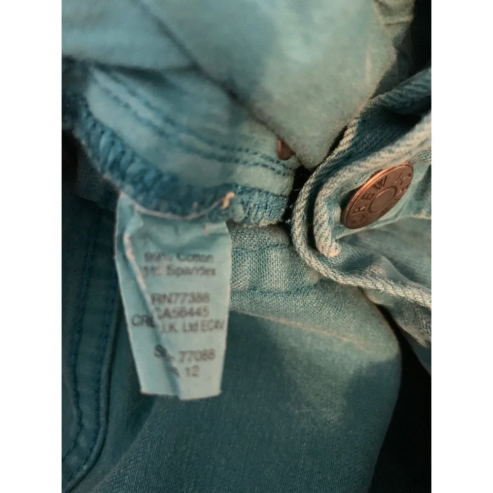J.Crew Toothpick Skinny Jeans Teal Blue Stretch Denim Womens 32 Cropped 77088